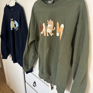 Bluey Dad Men's XL Navy and Women’s Mum M Olive Crewneck Set from Etsy